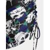 Rosegal Plus Size Women 3 Piece Tankini Swimsuit Gothic Skull Rose Spider Web Print Twist Bathing Suit(Navy Blue)