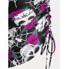 Rosegal Plus Size Women 3 Piece Tankini Swimsuit Gothic Skull Rose Spider Web Print Twist Bathing Suit(Red_1)