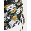 Rosegal Plus Size Women 3 Piece Tankini Swimsuit Gothic Skull Rose Spider Web Print Twist Bathing Suit(Yellow)