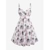 Rosegal Plus Size Women Floral Sundress Set Chiffon Vintage Cami Dress and Twist Ribbed Crop Set Dress(Black_1)