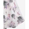 Rosegal Plus Size Women Floral Sundress Set Chiffon Vintage Cami Dress and Twist Ribbed Crop Set Dress(Black_1)