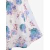 Rosegal Plus Size Women Floral Sundress Set Chiffon Vintage Cami Dress and Twist Ribbed Crop Set Dress(Blue_1)