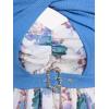 Rosegal Plus Size Women Floral Sundress Set Chiffon Vintage Cami Dress and Twist Ribbed Crop Set Dress(Blue_1)