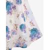Rosegal Plus Size Women Floral Sundress Set Chiffon Vintage Cami Dress and Twist Ribbed Crop Set Dress(Green_1)
