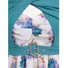 Rosegal Plus Size Women Floral Sundress Set Chiffon Vintage Cami Dress and Twist Ribbed Crop Set Dress(Green_1)