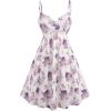 Rosegal Plus Size Women Floral Sundress Set Chiffon Vintage Cami Dress and Twist Ribbed Crop Set Dress(Pink_1)