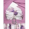 Rosegal Plus Size Women Floral Sundress Set Chiffon Vintage Cami Dress and Twist Ribbed Crop Set Dress(Pink_1)