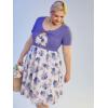 Rosegal Plus Size Women Floral Sundress Set Chiffon Vintage Cami Dress and Twist Ribbed Crop Set Dress(Purple_2)