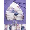 Rosegal Plus Size Women Floral Sundress Set Chiffon Vintage Cami Dress and Twist Ribbed Crop Set Dress(Purple_2)