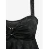 Rosegal Women Plus Size Flowy Summer Floral Babydoll Tank Top Backless Layered Handkerchief(Black_1)
