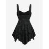 Rosegal Women Plus Size Flowy Summer Floral Babydoll Tank Top Backless Layered Handkerchief(Black_1)
