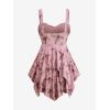Rosegal Women Plus Size Flowy Summer Floral Babydoll Tank Top Backless Layered Handkerchief(Pink_1)