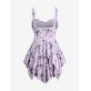 Rosegal Women Plus Size Flowy Summer Floral Babydoll Tank Top Backless Layered Handkerchief(Purple_1)