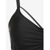 Rosegal Women Plus Size Gothic Tankini Swimsuit Rose Skulls Printed Ruched Two Piece Bathing Suits(Black)