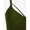 Rosegal Women Plus Size Gothic Tankini Swimsuit Rose Skulls Printed Ruched Two Piece Bathing Suits(Deep Green)