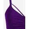 Rosegal Women Plus Size Gothic Tankini Swimsuit Rose Skulls Printed Ruched Two Piece Bathing Suits(Deep Purple)