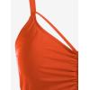 Rosegal Women Plus Size Gothic Tankini Swimsuit Rose Skulls Printed Ruched Two Piece Bathing Suits(Orange)