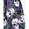 Rosegal Women Plus Size Gothic Tankini Swimsuit Rose Skulls Printed Ruched Two Piece Bathing Suits(Purple)
