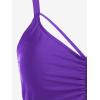 Rosegal Women Plus Size Gothic Tankini Swimsuit Rose Skulls Printed Ruched Two Piece Bathing Suits(Purple)