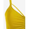 Rosegal Women Plus Size Gothic Tankini Swimsuit Rose Skulls Printed Ruched Two Piece Bathing Suits(Yellow)