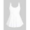 Rosegal Women Plus Size Modest Tankini Swimsuit Rose Print Boyleg Swimwear Padded Boyshorts Bathing(Blue_2)