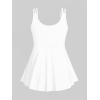 Rosegal Women Plus Size Modest Tankini Swimsuit Rose Print Boyleg Swimwear Padded Boyshorts Bathing(Gray_1)