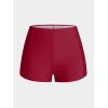 Rosegal Women Plus Size Modest Tankini Swimsuit Rose Print Boyleg Swimwear Padded Boyshorts Bathing(Red_1)