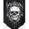 Rosegal Womens Plus Size Curve Gothic Skull Print Ruffled Overlay Tankini Swimwear Set(Black)