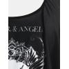 Rosegal Womens Plus Size Curve Gothic Skull Print Ruffled Overlay Tankini Swimwear Set(Black)