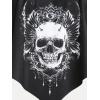 Rosegal Womens Plus Size Curve Gothic Skull Print Ruffled Overlay Tankini Swimwear Set(Black_1)
