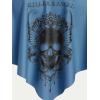 Rosegal Womens Plus Size Curve Gothic Skull Print Ruffled Overlay Tankini Swimwear Set(Blue_10)