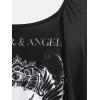 Rosegal Womens Plus Size Curve Gothic Skull Print Ruffled Overlay Tankini Swimwear Set(Blue_12)