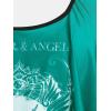 Rosegal Womens Plus Size Curve Gothic Skull Print Ruffled Overlay Tankini Swimwear Set(Green)