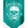 Rosegal Womens Plus Size Curve Gothic Skull Print Ruffled Overlay Tankini Swimwear Set(Green)