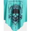 Rosegal Womens Plus Size Curve Gothic Skull Print Ruffled Overlay Tankini Swimwear Set(Green_1)