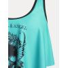 Rosegal Womens Plus Size Curve Gothic Skull Print Ruffled Overlay Tankini Swimwear Set(Green_1)