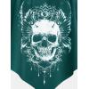 Rosegal Womens Plus Size Curve Gothic Skull Print Ruffled Overlay Tankini Swimwear Set(Green_12)
