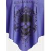 Rosegal Womens Plus Size Curve Gothic Skull Print Ruffled Overlay Tankini Swimwear Set(Purple)