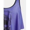 Rosegal Womens Plus Size Curve Gothic Skull Print Ruffled Overlay Tankini Swimwear Set(Purple)