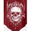 Rosegal Womens Plus Size Curve Gothic Skull Print Ruffled Overlay Tankini Swimwear Set(Red)