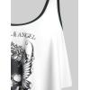 Rosegal Womens Plus Size Curve Gothic Skull Print Ruffled Overlay Tankini Swimwear Set(White_2)