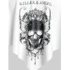 Rosegal Womens Plus Size Curve Gothic Skull Print Ruffled Overlay Tankini Swimwear Set(White_2)