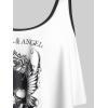Rosegal Womens Plus Size Curve Gothic Skull Print Ruffled Overlay Tankini Swimwear Set(White_5)