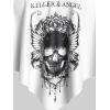 Rosegal Womens Plus Size Curve Gothic Skull Print Ruffled Overlay Tankini Swimwear Set(White_5)