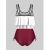 Rosegal Womens Plus Size Curve Gothic Skull Print Ruffled Overlay Tankini Swimwear Set(White_5)