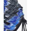 Rosegal Womens Plus Size Skull Rose Tie Dye Print Cinched Ruched Tie Boyshorts Tankini Swimsuit Set(Blue)
