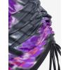 Rosegal Womens Plus Size Skull Rose Tie Dye Print Cinched Ruched Tie Boyshorts Tankini Swimsuit Set(Purple)