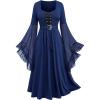 ROSE GAL Rosegal Plus Size Costumes Dress for Women Medieval Bell Sleeves Lace-up Midi Dress Halloween Dress(Blue_1)