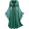 ROSE GAL Rosegal Plus Size Costumes Dress for Women Medieval Bell Sleeves Lace-up Midi Dress Halloween Dress(Green_2)