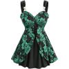 ROSE GAL Rosegal Women Plus Size Elegant Summer Babydoll Tank Top Floral Lace Overlay Peplum Hem Surplice Tank Top(Green_2)